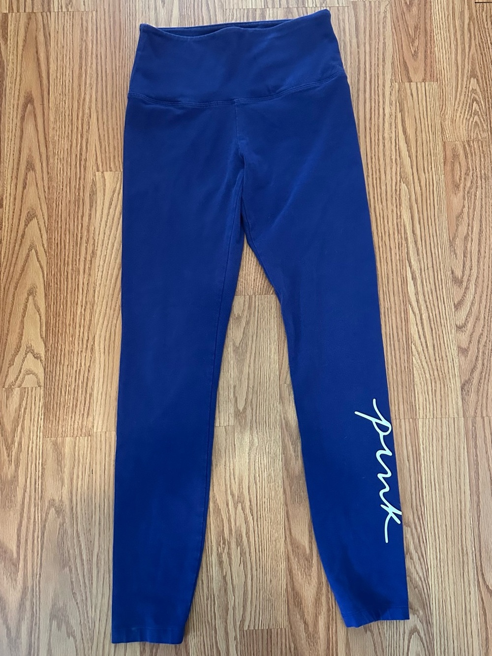 VS Pink Purple Cotton Leggings White Logo S